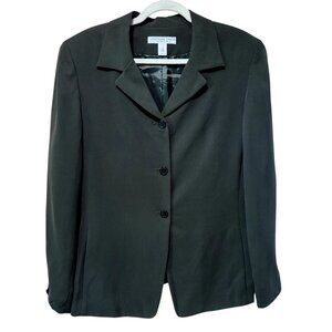 Josephine Chaus Silk Blazer 14 Dark Olive Vintage Quiet Luxury Minimalist Jacket